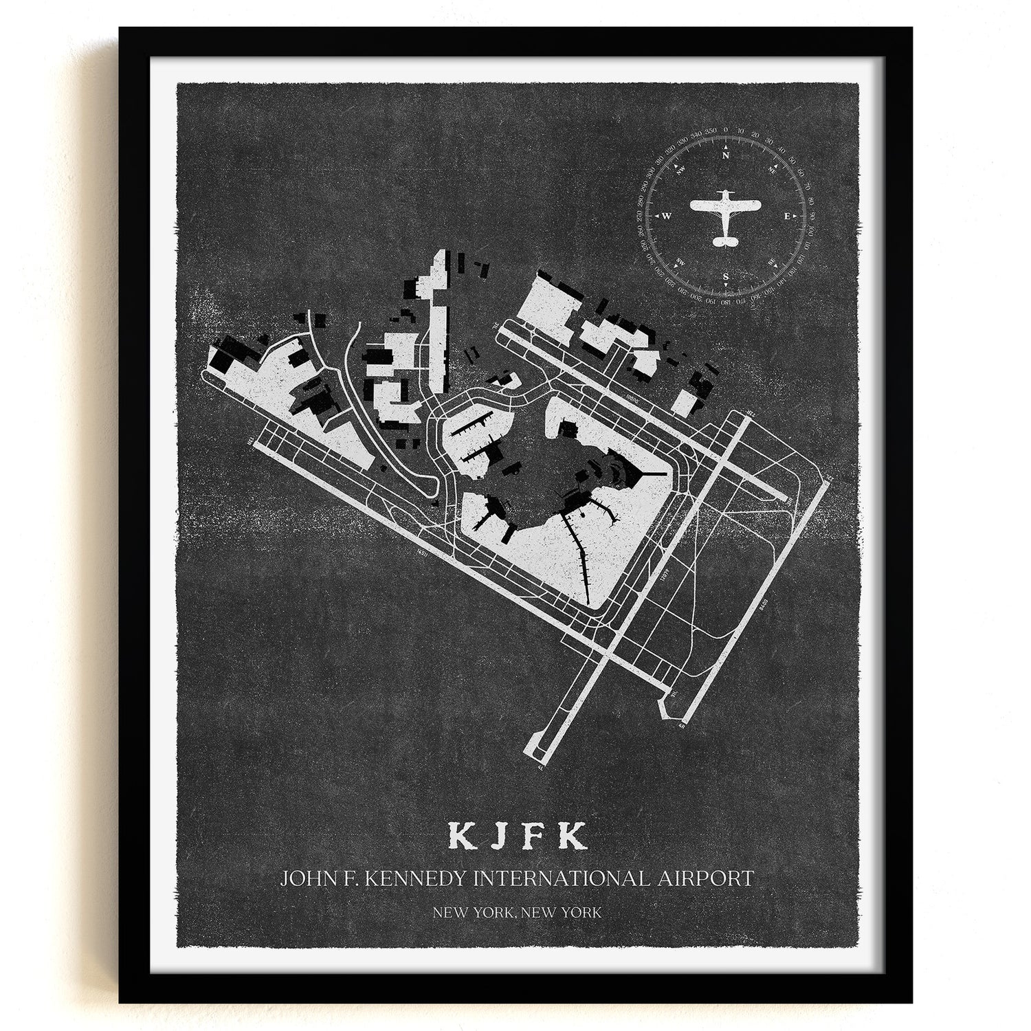 JFK Airport Map, Vintage Style, John F. Kennedy International Airport Print