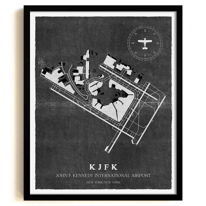 JFK Airport Map, Vintage Style, John F. Kennedy International Airport Print