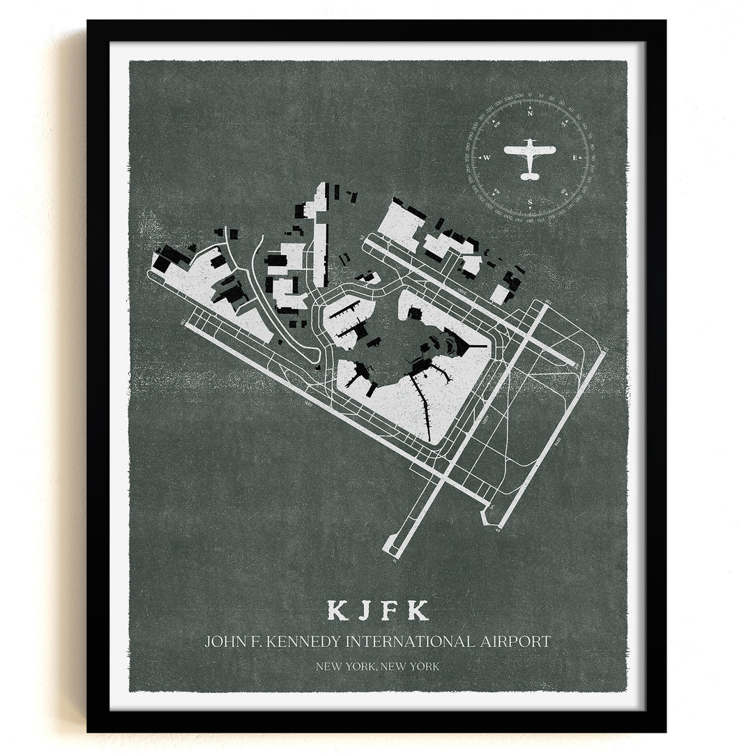 JFK Airport Map, Vintage Style, John F. Kennedy International Airport Print