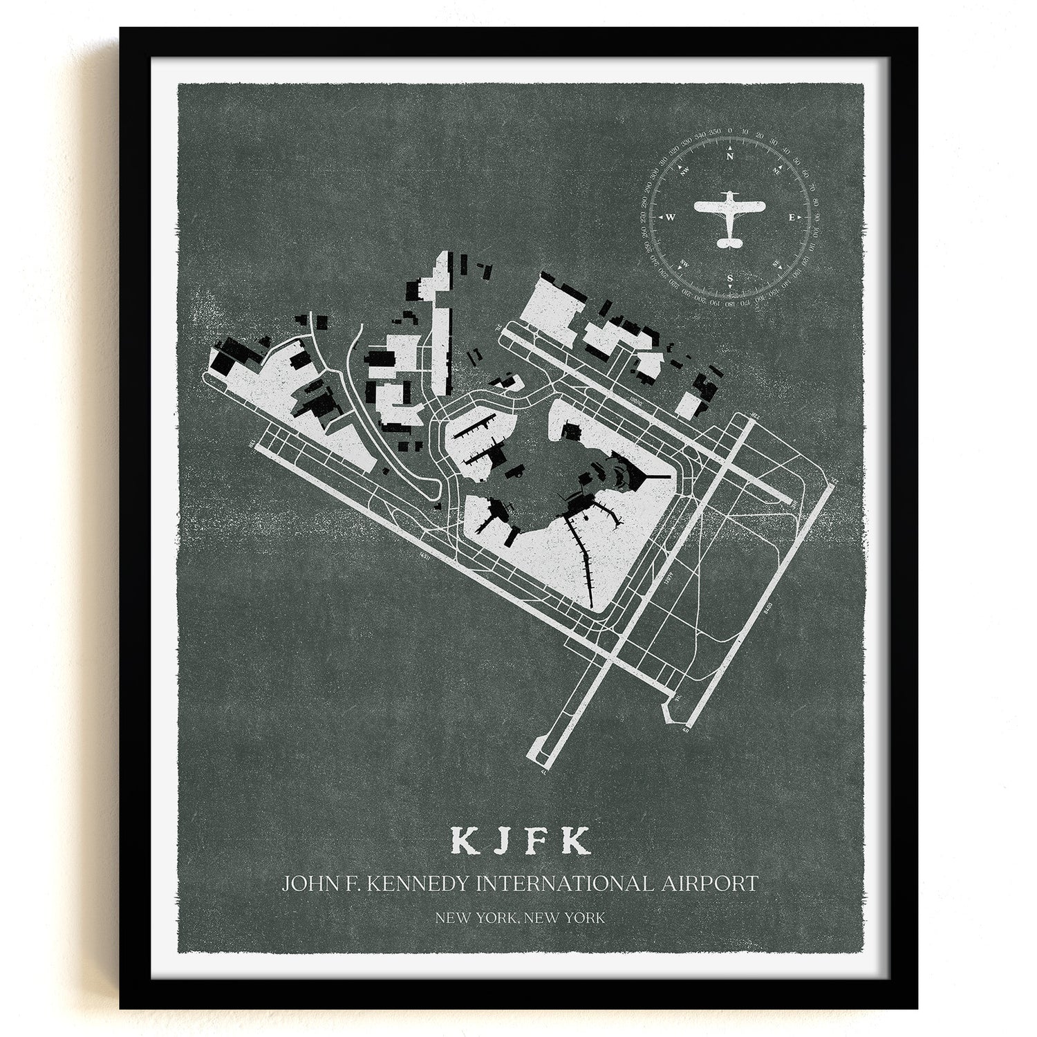JFK Airport Map, Vintage Style, John F. Kennedy International Airport Print