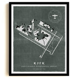 JFK Airport Map, Vintage Style, John F. Kennedy International Airport Print