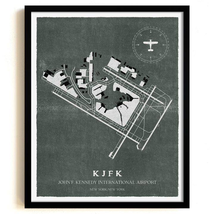 JFK Airport Map, Vintage Style, John F. Kennedy International Airport Print