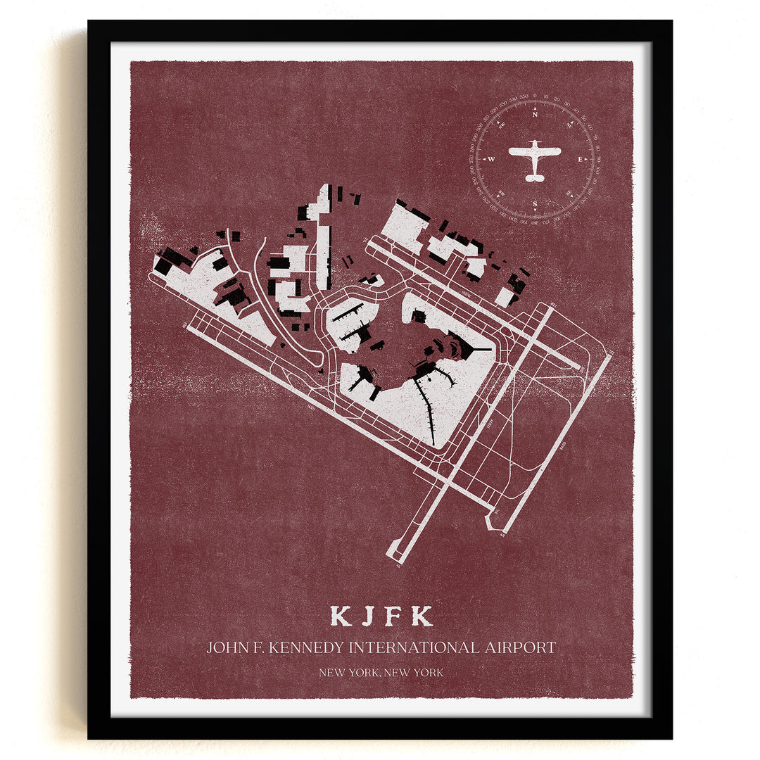 JFK Airport Map, Vintage Style, John F. Kennedy International Airport Print