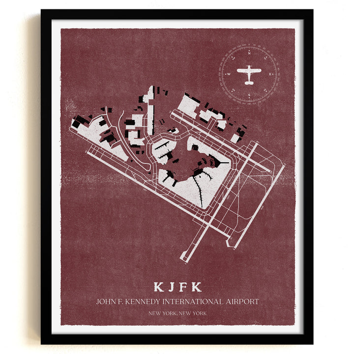 JFK Airport Map, Vintage Style, John F. Kennedy International Airport Print