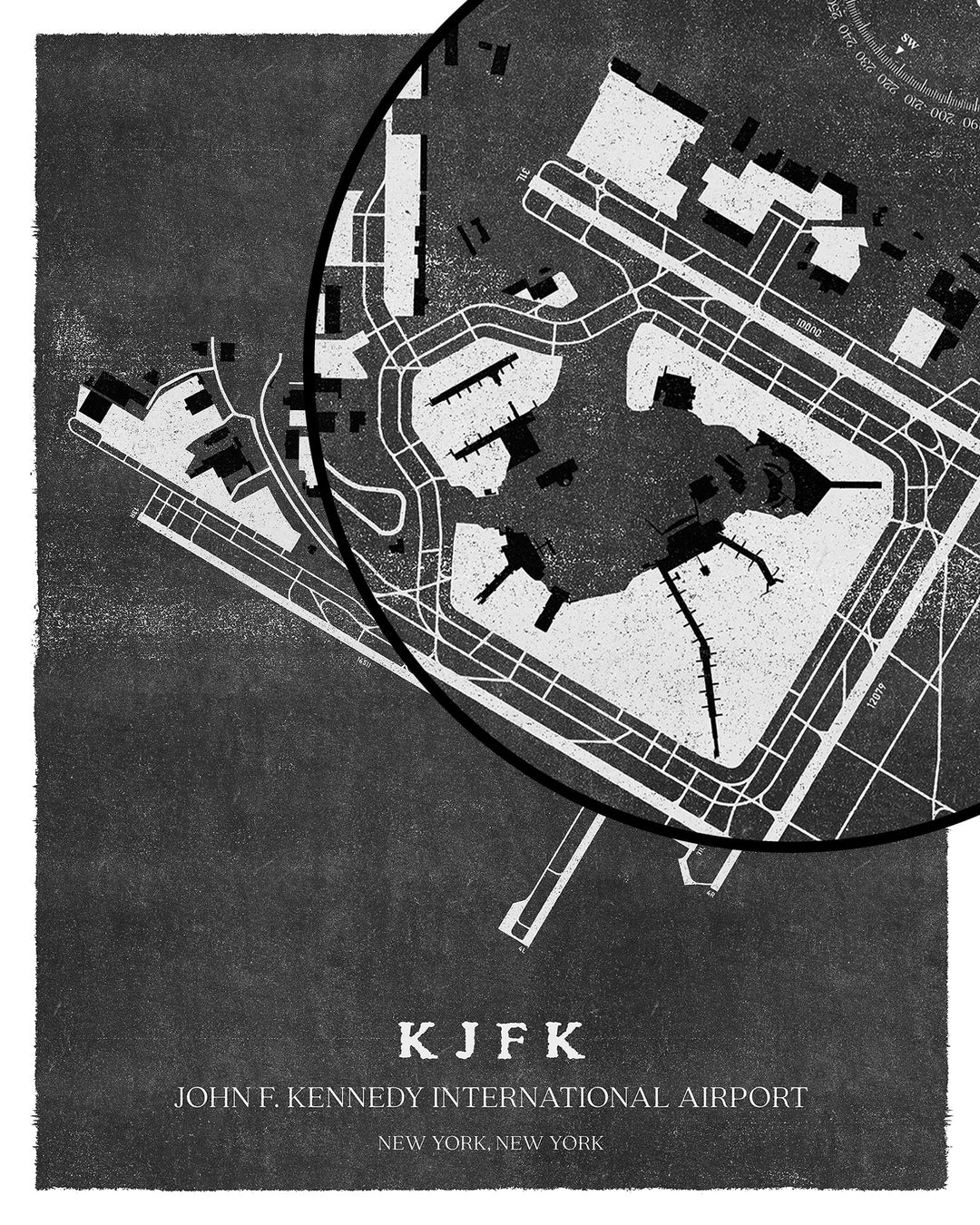 JFK Airport Map, Vintage Style, John F. Kennedy International Airport Print