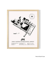 Detailed Airport Map of John F. Kennedy International Airport (JFK) in White with a Natural Frame