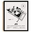 Framed Detailed Airport Map of John F. Kennedy International Airport (JFK) in White with a Black Frame