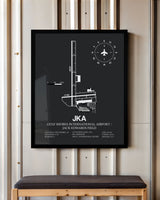 Framed Detailed Airport Map of Gulf Shores International Airport/Jack Edwards Field (JKA) in Gray with a Black Frame