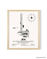 Detailed Airport Map of Gulf Shores International Airport/Jack Edwards Field (JKA) in White with a Natural Frame