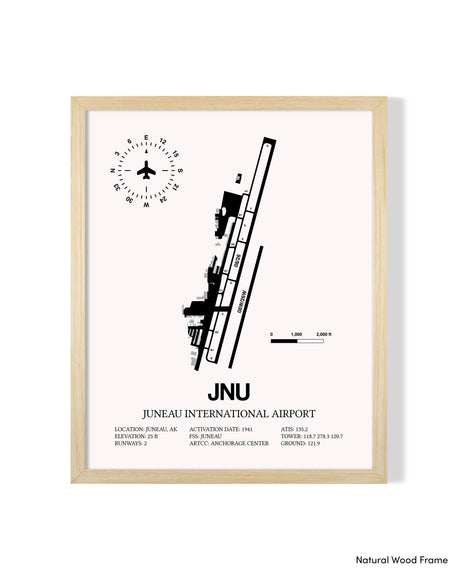 Detailed Airport Map of Juneau International Airport (JNU) in White with a Natural Frame