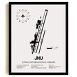 Framed Detailed Airport Map of Juneau International Airport (JNU) in White with a Black Frame