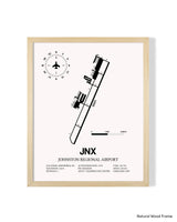 Detailed Airport Map of Johnston Regional Airport (JNX) in White with a Natural Frame