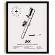 Framed Detailed Airport Map of Johnston Regional Airport (JNX) in White with a Black Frame