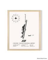 Detailed Airport Map of Concord - Padgett Regional Airport (JQF) in White with a Natural Frame