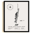 Framed Detailed Airport Map of Concord - Padgett Regional Airport (JQF) in White with a Black Frame