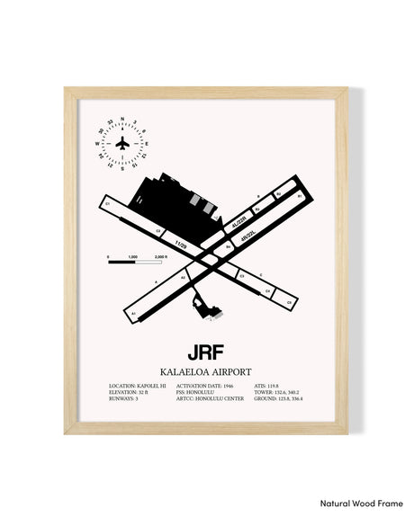 Detailed Airport Map of Kalaeloa Airport (John Rodgers Field) (JRF) in White with a Natural Frame