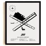 Framed Detailed Airport Map of Kalaeloa Airport (John Rodgers Field) (JRF) in White with a Black Frame