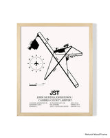 Detailed Airport Map of John Murtha Johnstown / Cambria County Airport (JST) in White with a Natural Frame