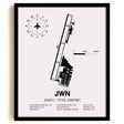 Framed Detailed Airport Map of John C. Tune Airport (JWN) in White with a Black Frame