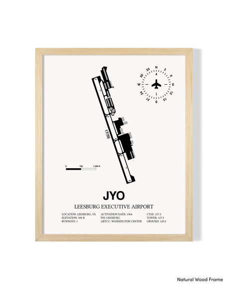 Detailed Airport Map of Leesburg Executive Airport (JYO) in White with a Natural Frame