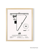 Detailed Airport Map of Charleston Executive Airport (JZI) in White with a Natural Frame