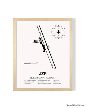 Detailed Airport Map of Pickens County Airport (JZP) in White with a Natural Frame