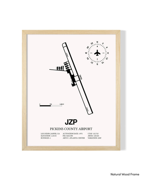 Detailed Airport Map of Pickens County Airport (JZP) in White with a Natural Frame
