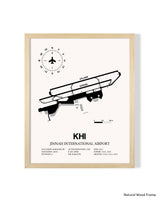 Detailed Airport Map of Jinnah International Airport (KHI) in White with a Natural Frame