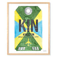 Framed Watercolor Print of Norman Manley International Airport (KIN) with an Oak Frame