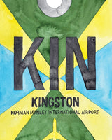 Closeup Watercolor Print of Norman Manley International Airport (KIN)