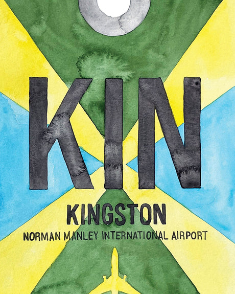 Closeup Watercolor Print of Norman Manley International Airport (KIN)