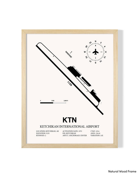 Detailed Airport Map of Ketchikan International Airport (KTN) in White with a Natural Frame