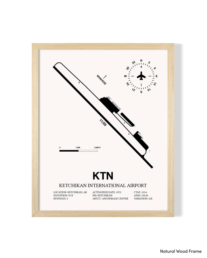 Detailed Airport Map of Ketchikan International Airport (KTN) in White with a Natural Frame