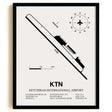 Framed Detailed Airport Map of Ketchikan International Airport (KTN) in White with a Black Frame