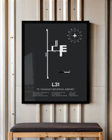 Framed Detailed Airport Map of St. Tammany Regional Airport (L31) in Gray with a Black Frame