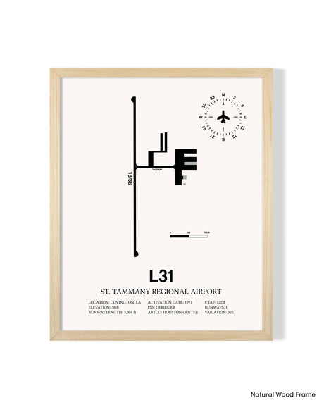 Detailed Airport Map of St. Tammany Regional Airport (L31) in White with a Natural Frame