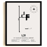Framed Detailed Airport Map of St. Tammany Regional Airport (L31) in White with a Black Frame