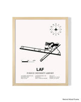 Detailed Airport Map of Purdue University Airport (LAF) in White with a Natural Frame