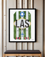 Framed Watercolor Print of Harry Reid International Airport (LAS) with a Black Frame