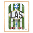 Framed Watercolor Print of Harry Reid International Airport (LAS) with an Oak Frame