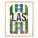 Framed Watercolor Print of Harry Reid International Airport (LAS) with an Oak Frame