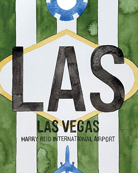 Closeup Watercolor Print of Harry Reid International Airport (LAS)