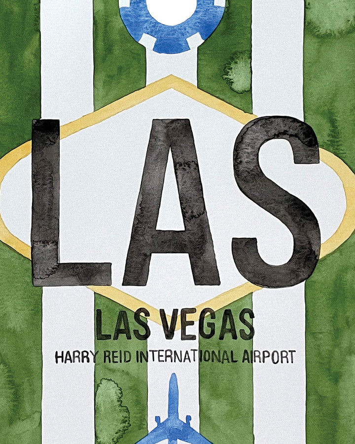 Closeup Watercolor Print of Harry Reid International Airport (LAS)