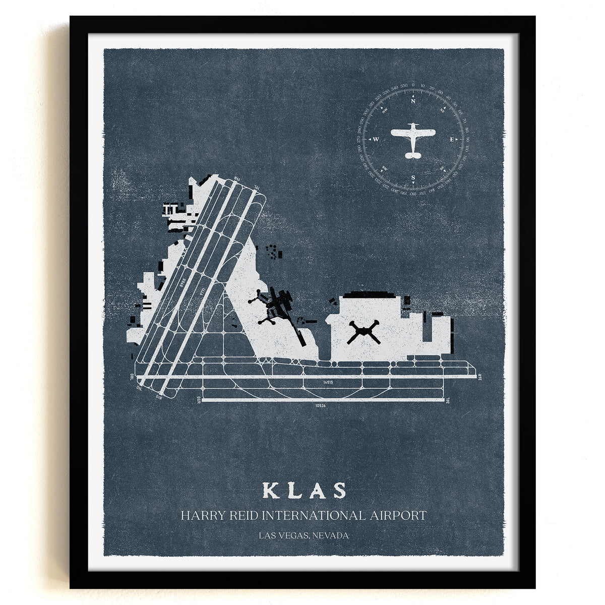 LAS Airport Map, Vintage Style, Harry Reid International Airport Print