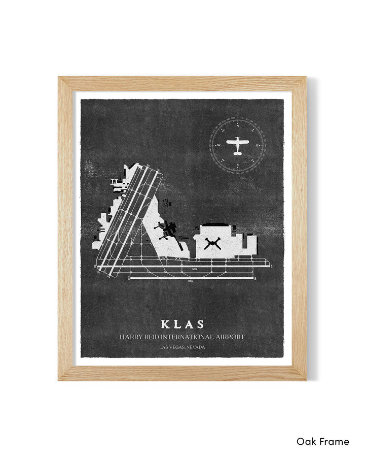 LAS Airport Map, Vintage Style, Harry Reid International Airport Print