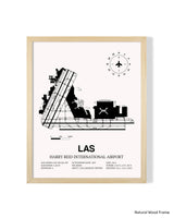 Detailed Airport Map of Harry Reid International Airport (LAS) in White with a Natural Frame