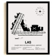 Framed Detailed Airport Map of Harry Reid International Airport (LAS) in White with a Black Frame