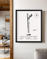 Framed Detailed Airport Map of Lawton Fort Sill Regional Airport (LAW) in White with a Black Frame