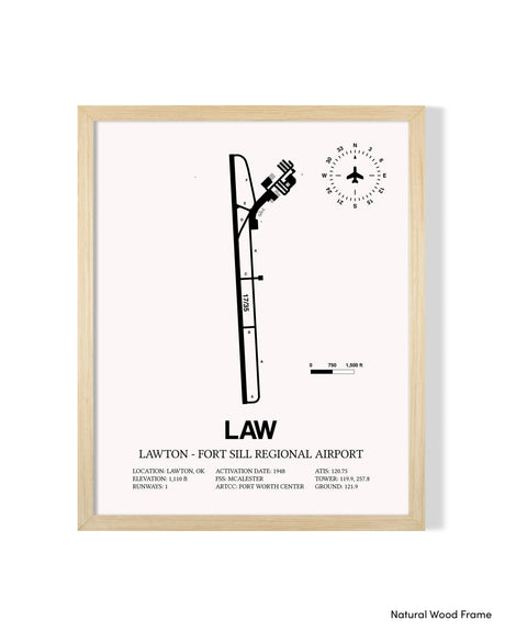 Detailed Airport Map of Lawton Fort Sill Regional Airport (LAW) in White with a Natural Frame