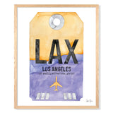 Framed Watercolor Print of Los Angeles International Airport (LAX 1) with an Oak Frame